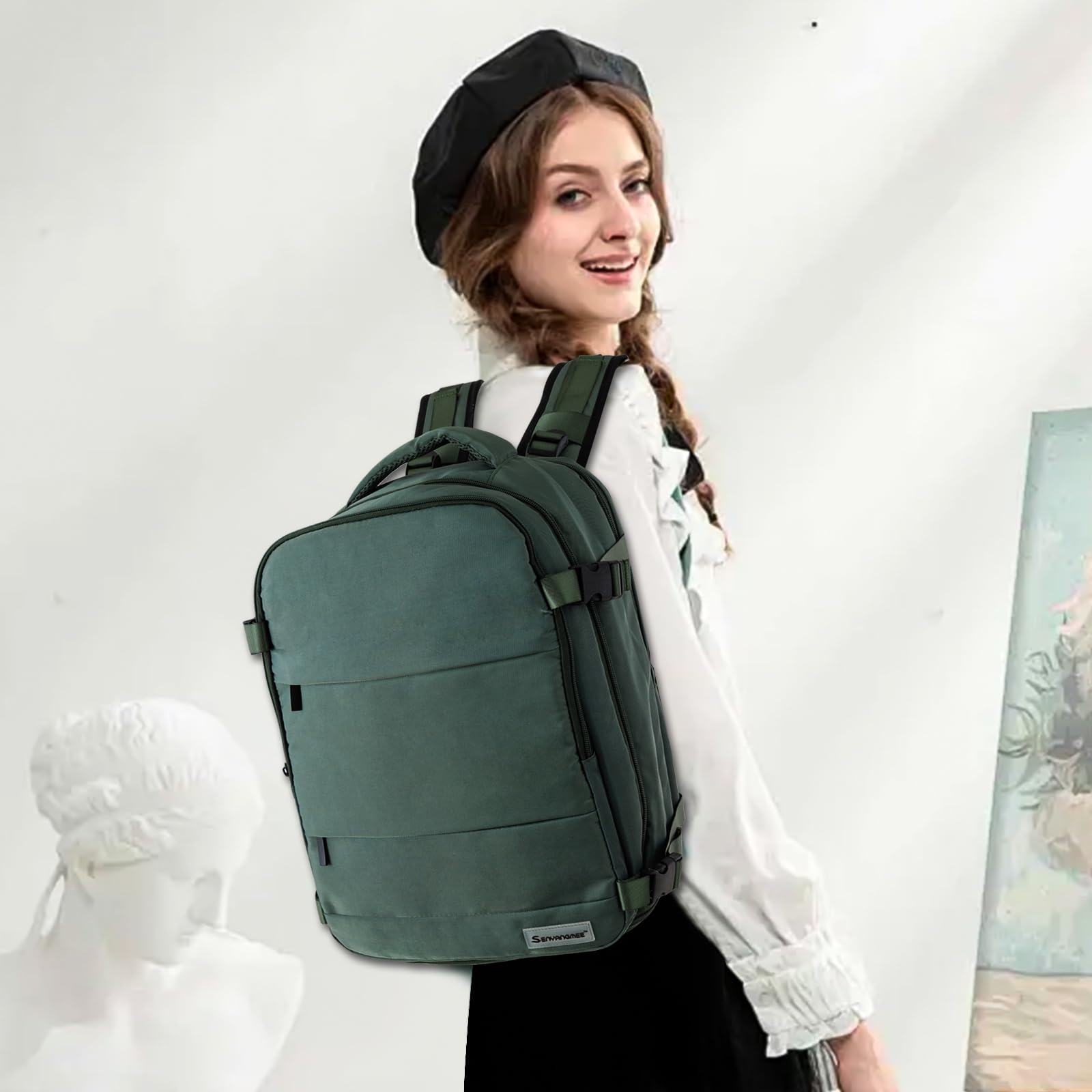 Stylish Travel Backpack for Business & Carry-On - Large Modern Laptop Bag with Green Color | Perfect for Air Travel, Commuting & Weekend Getaways
