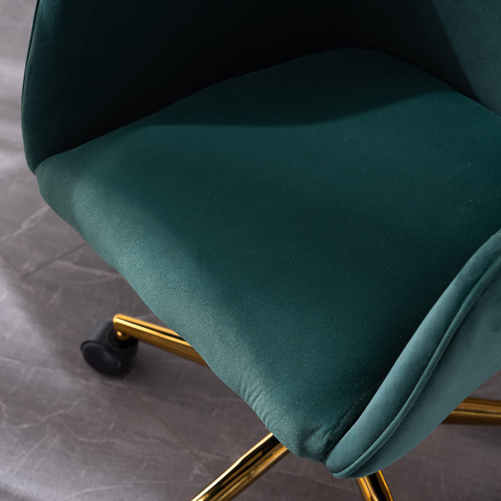 Velvet Vanity Chair - Adjustable Swivel Desk Chair with Golden Legs for Home Office, Makeup Dressing Table & Bedroom Decor - Stylish Task Chair for Women's Workspace & Living Room