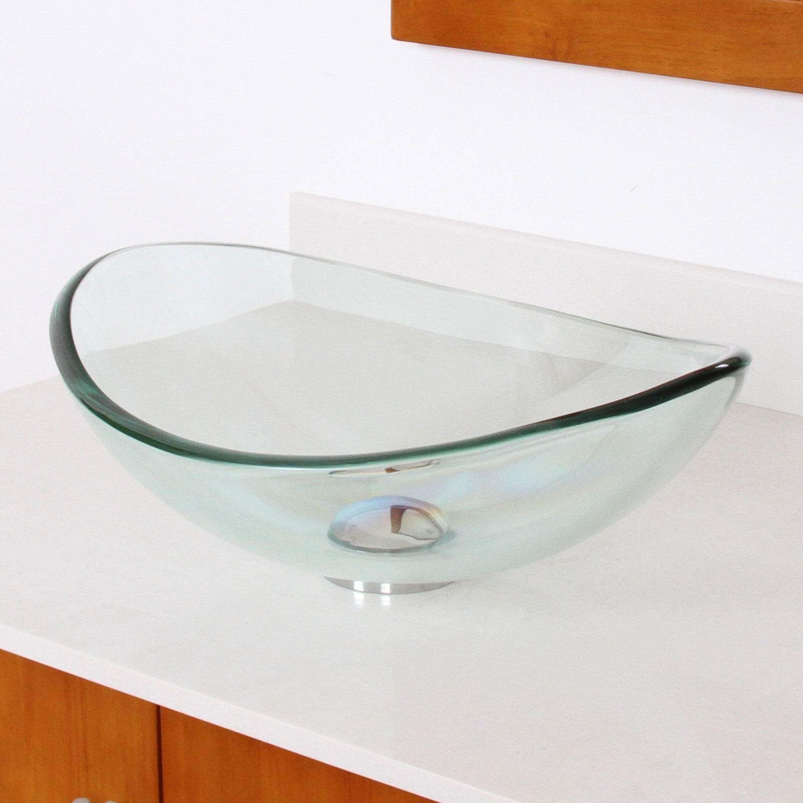 Clear Oval Tempered Glass Bathroom Vessel Sink - Modern Transparent Vanity Sink for Contemporary Bathroom & Powder Room Decor