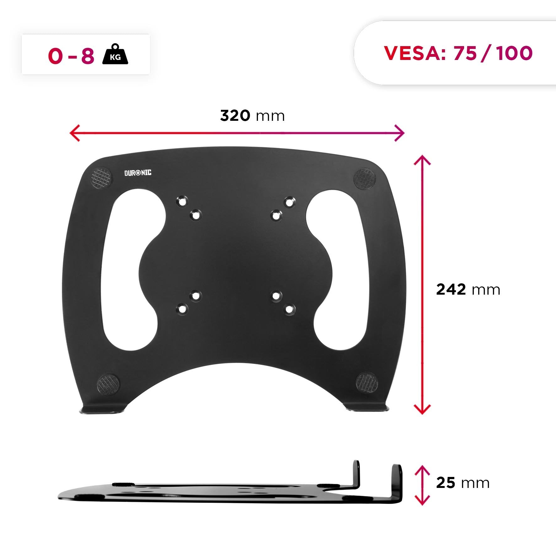 Duronic DML2 Laptop Stand - Adjustable Desk Mount for Laptop, Tablet & MacBook | VESA 75/100 Compatible | 8kg Weight Capacity | Works with DM Series (DM15, DM25, DM45, DM55, DM65, DMUSB, DMDC, DMG) | Perfect for Home Office, Gaming & Workspace Ergonomics