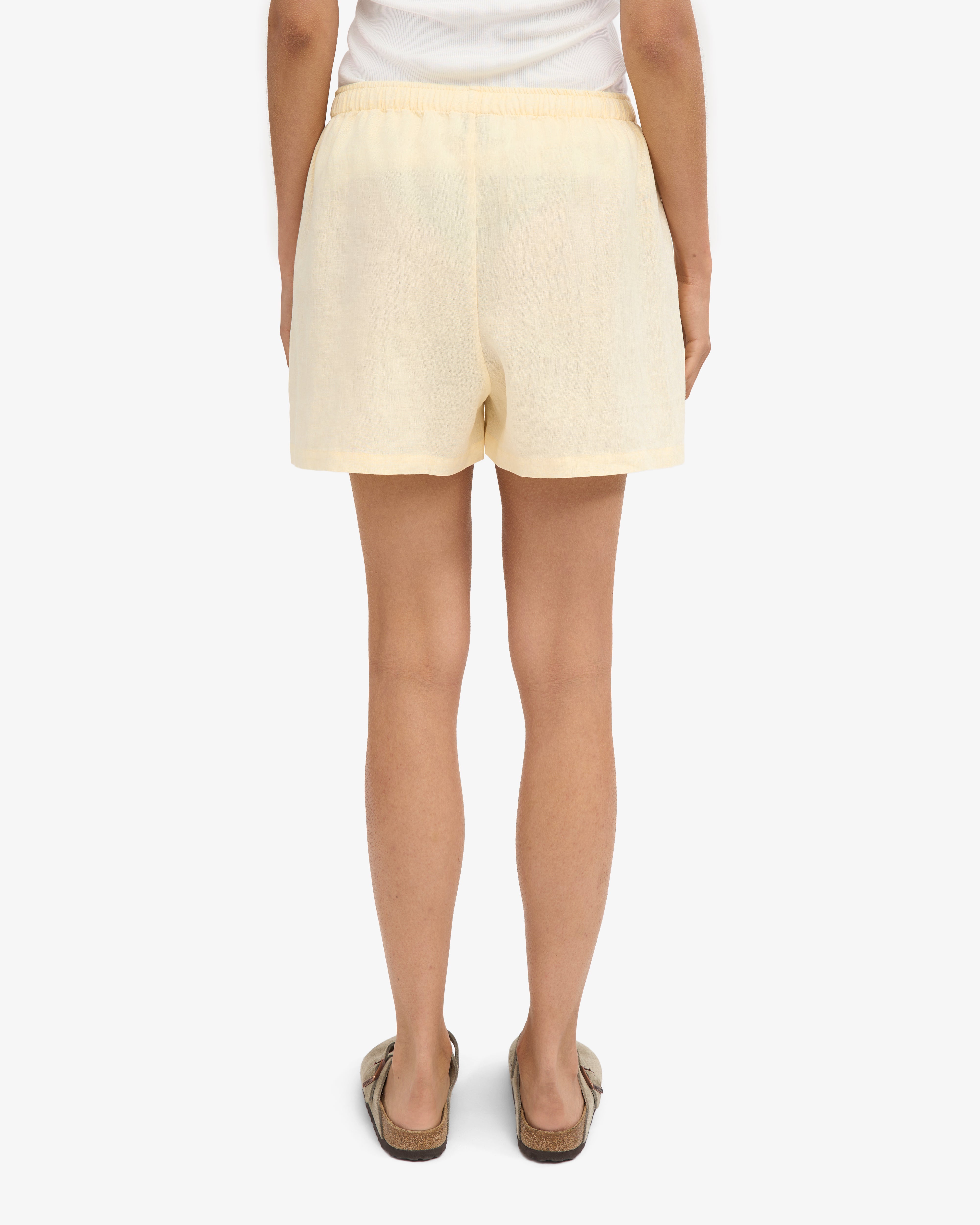Soft Yellow Linen Shorts for Women - Comfortable & Breathable Summer Casual Wear - Perfect for Beach, Vacation, and Relaxing Outdoors