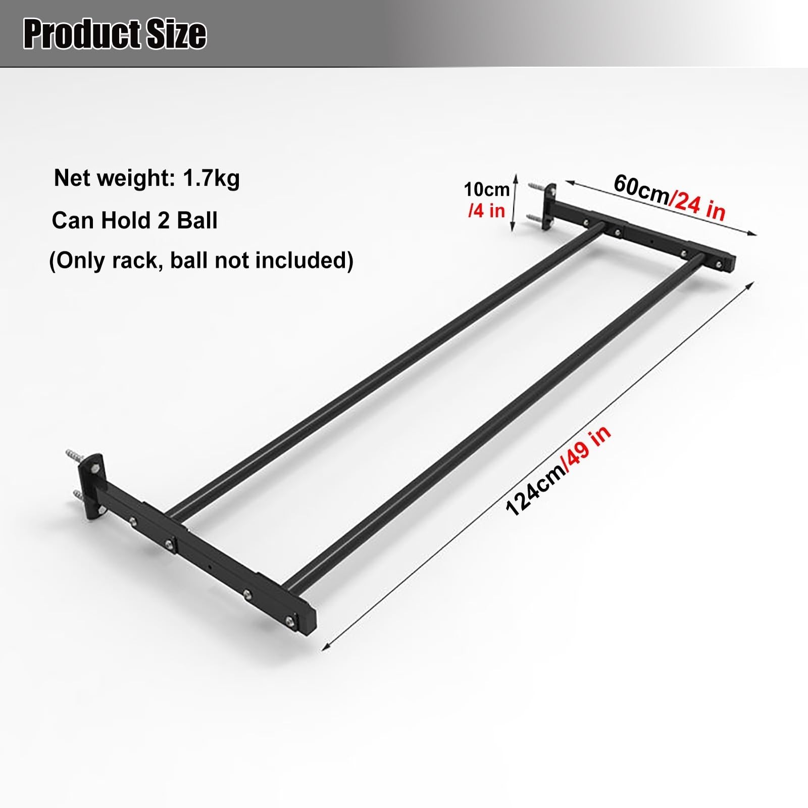 Wall-Mount Workout Balance Ball Rack - Heavy Duty Adjustable Yoga Ball Stand with Mounting Screws - Home Gym & Commercial Fitness Equipment - Perfect for Yoga Studios, CrossFit Gyms & Home Workout Spaces