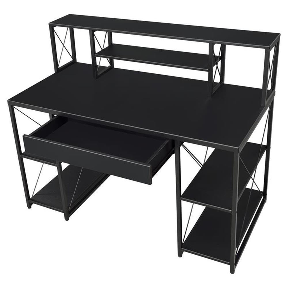 Acme Amiel Black Wooden 1-Drawer Writing Desk with Small Hutch - Compact Home Office Desk for Small Spaces, Study & Dorm Room