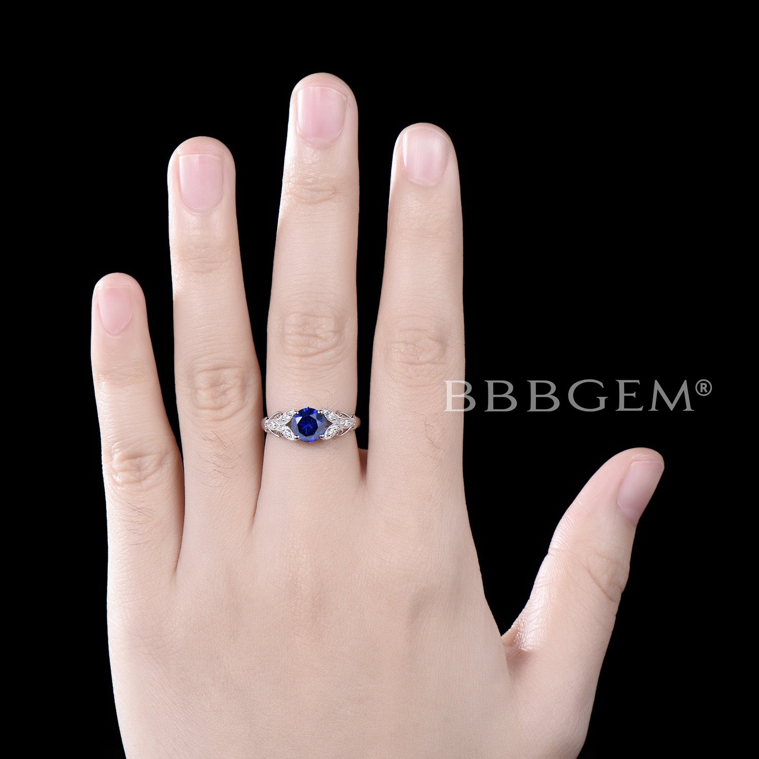 14K Gold Filigree Engagement Ring with 1CT Round Blue Sapphire - Elegant Wedding Band for Women, Perfect for Proposals, Anniversaries & Special Occasions