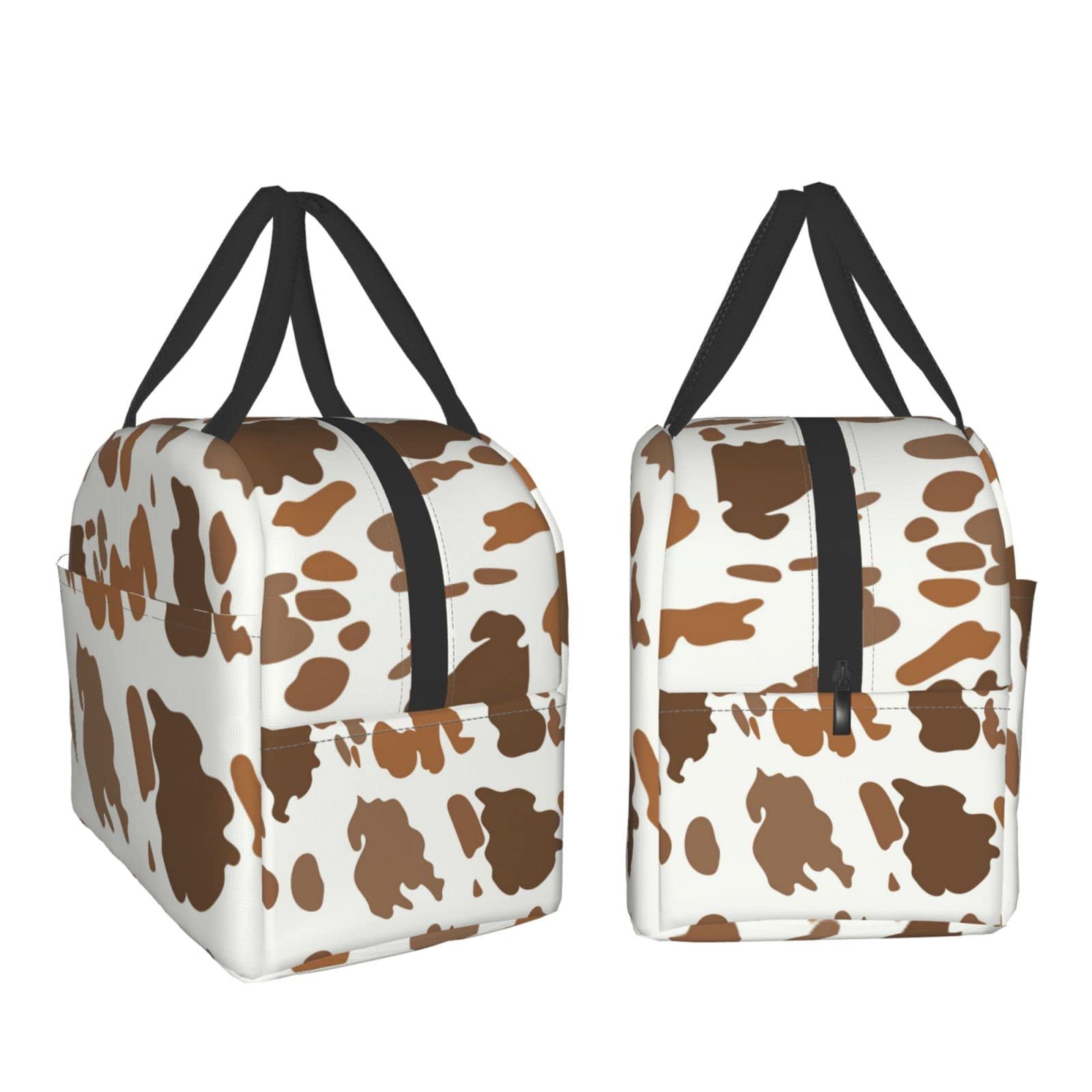 Insulated Lunch Box with Brown Cow Pattern - Reusable & Portable Meal Container for Men & Women - Perfect for Work, Travel, Picnic & Outdoor Activities