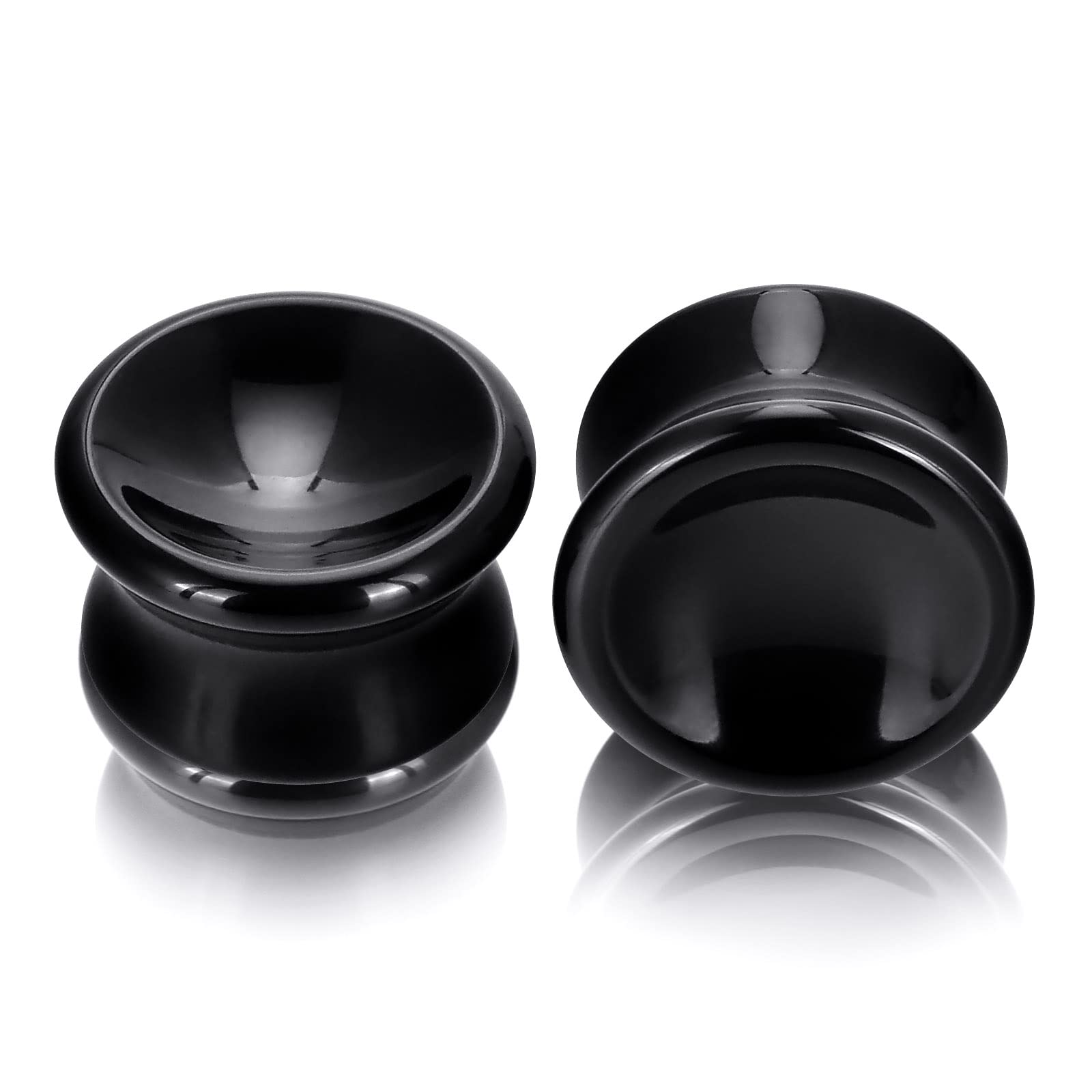 Stuppendux 2PCS Stone Ear Plugs & Tunnels - 2G to 1'' Saddle Expander Gauges for Body Piercing | Perfect for Stretching, Everyday Wear & Alternative Fashion