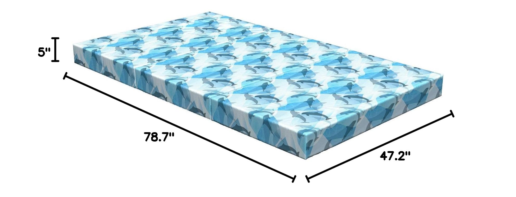 Ambesonne Dolphin Foldable Mattress - Waterproof, Portable, 78.7