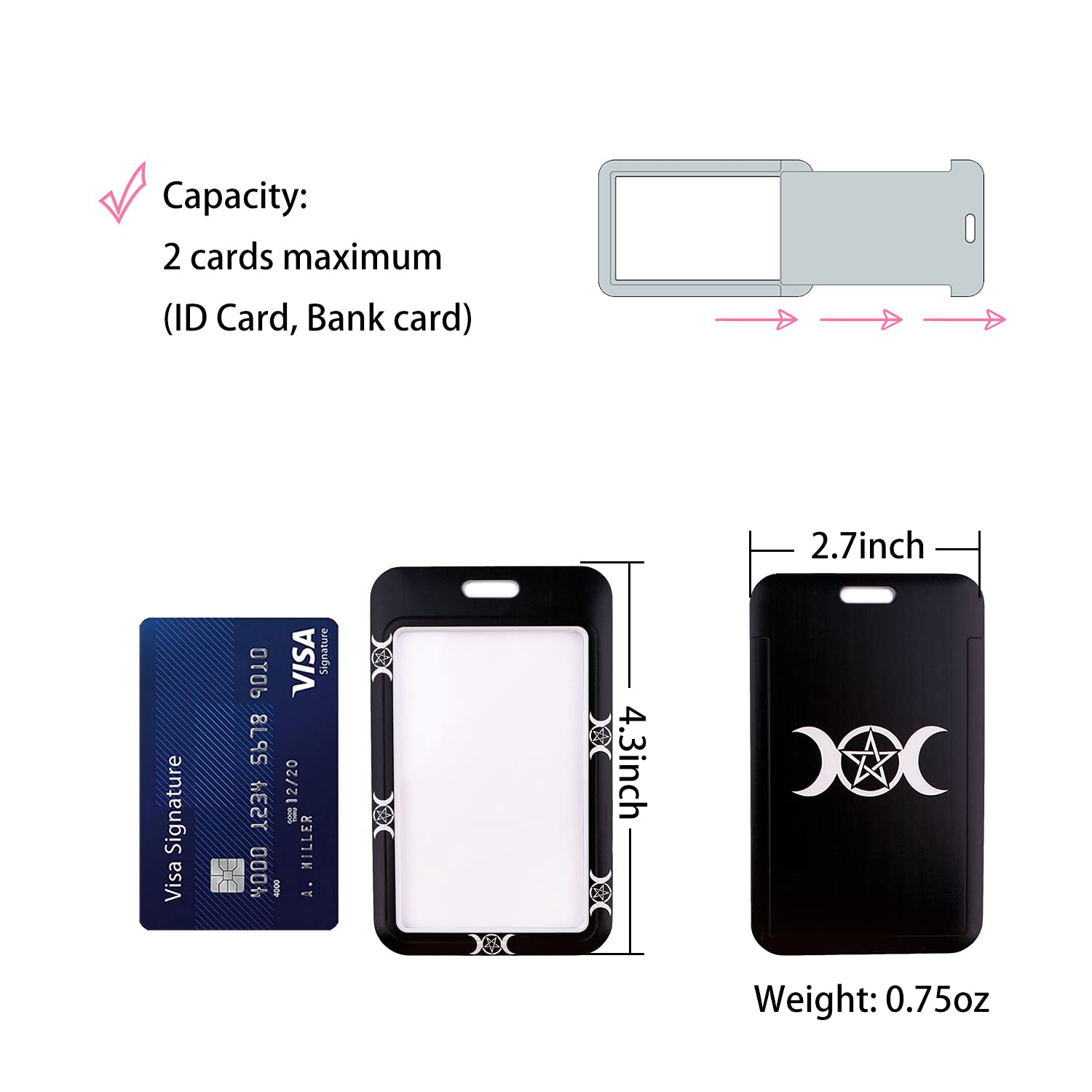 Premium Black Vertical ID Lanyard Badge Holder for Women & Men - Secure Key Card Holder & Keychain Accessory for Work, School, Events & Travel