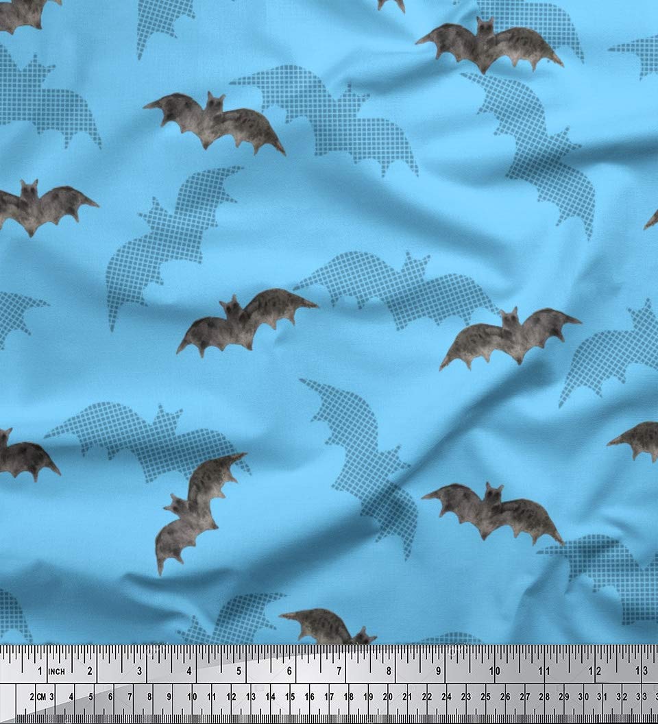 Soimoi Blue Cotton Cambric Fabric - 42 Inch Wide Animal Print Fabric by The Yard - Perfect for DIY Dresses, Quilting & Home Decor Projects