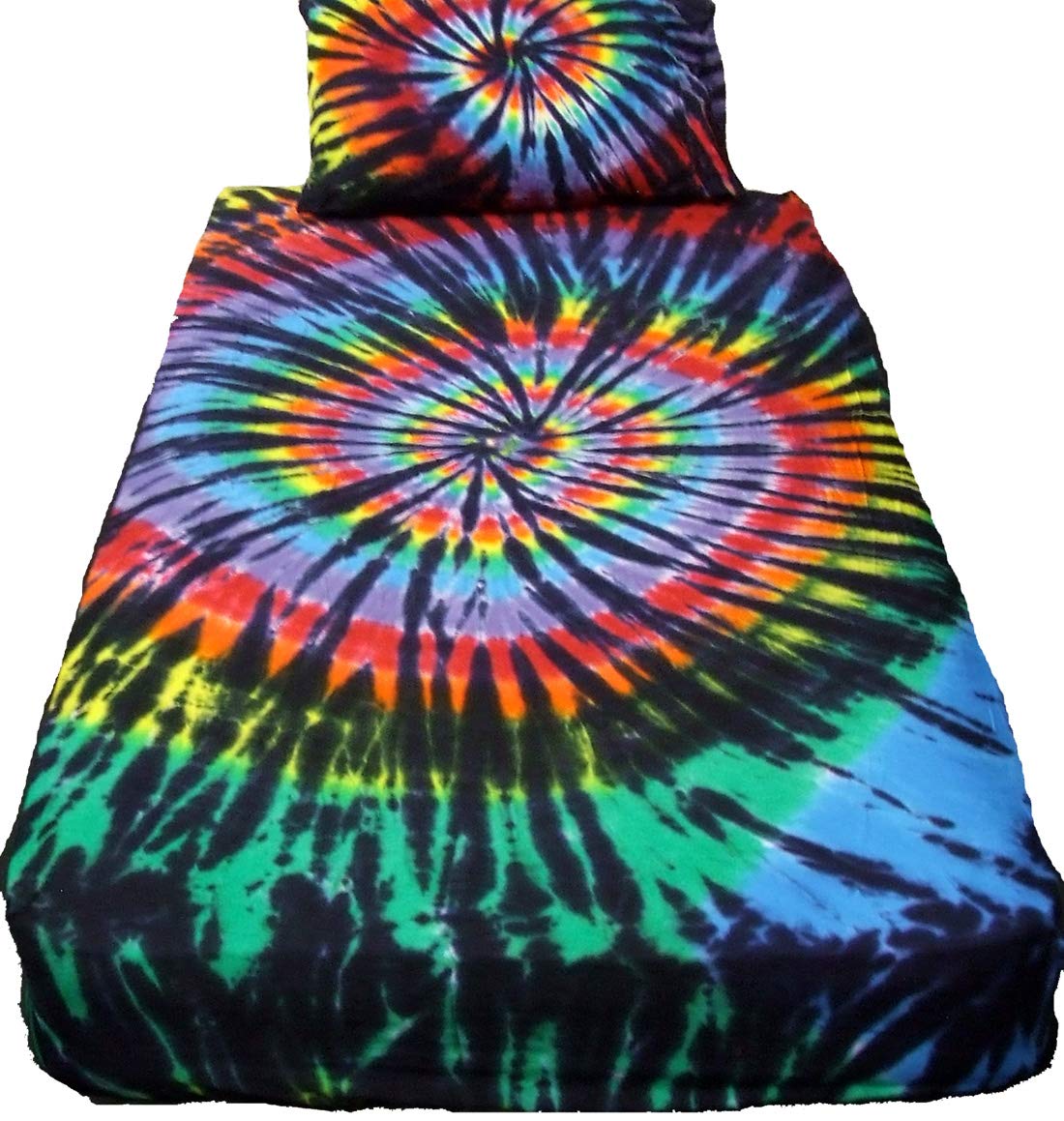 Rainbow Tie Dye Cotton Bedding Set King Size for Bohemian Bedroom