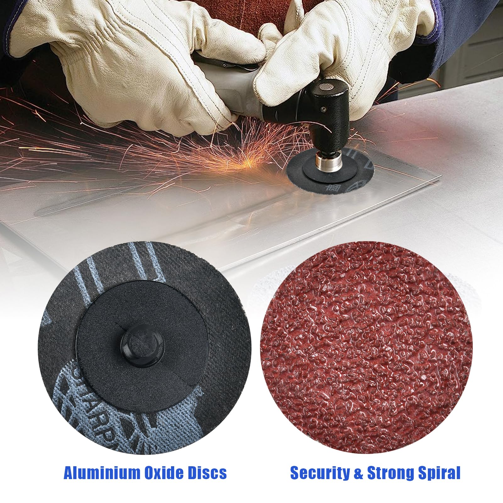 200 Pcs 2 Inch Aluminum Oxide Sanding Discs Set, 36/40/60/100 Grit Roll Lock Discs for Die Grinder - Perfect for Surface Prep, Grinding, Polishing, Burr Finishing, Rust & Paint Removal - Ideal for Metal, Wood & Auto Restoration Projects