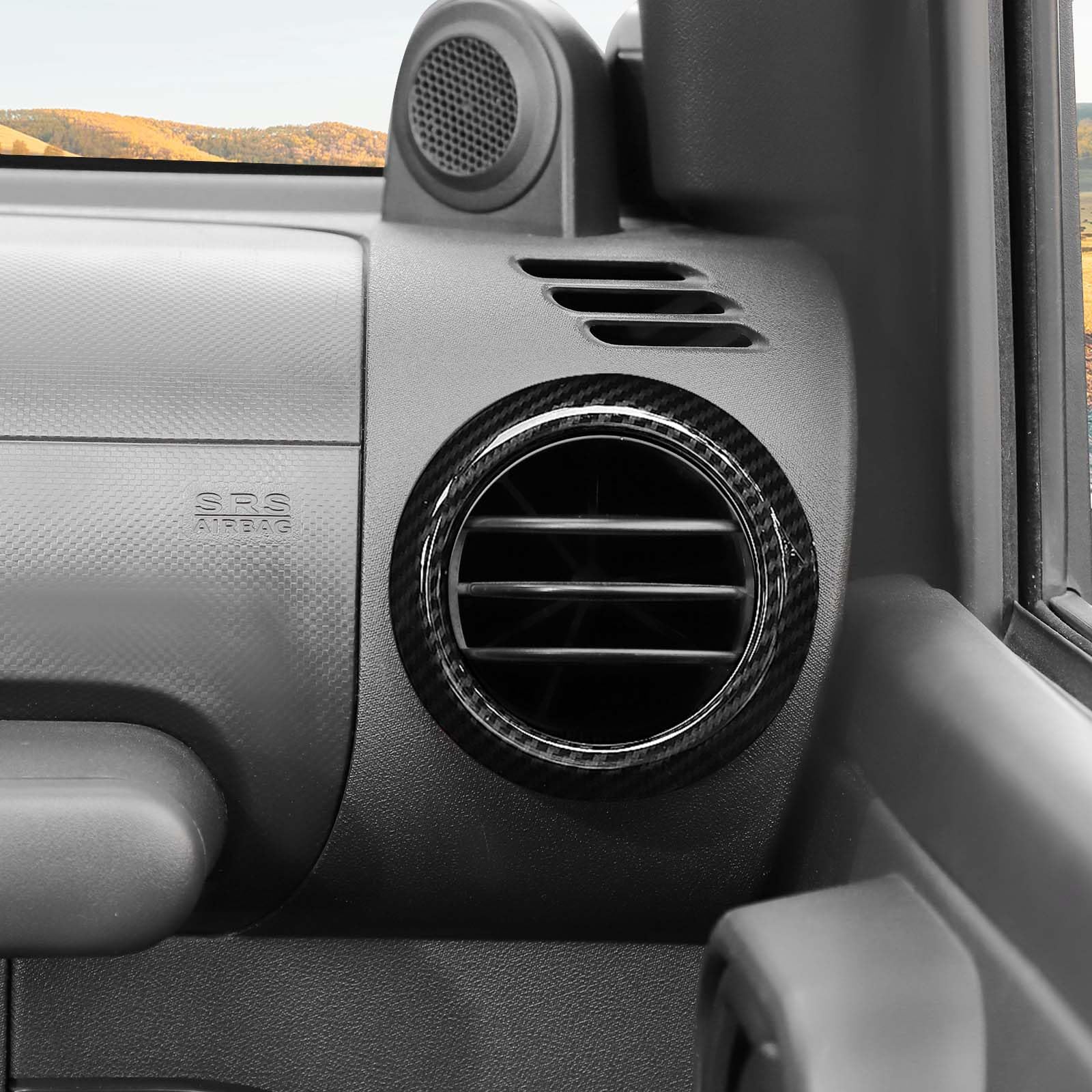 Carbon Fiber AC Vent Cover Trim Rings for Jeep Wrangler JK JKU (2007-2010) - Interior Accessories 4pcs - Upgrade Your Ride's Style & Protection