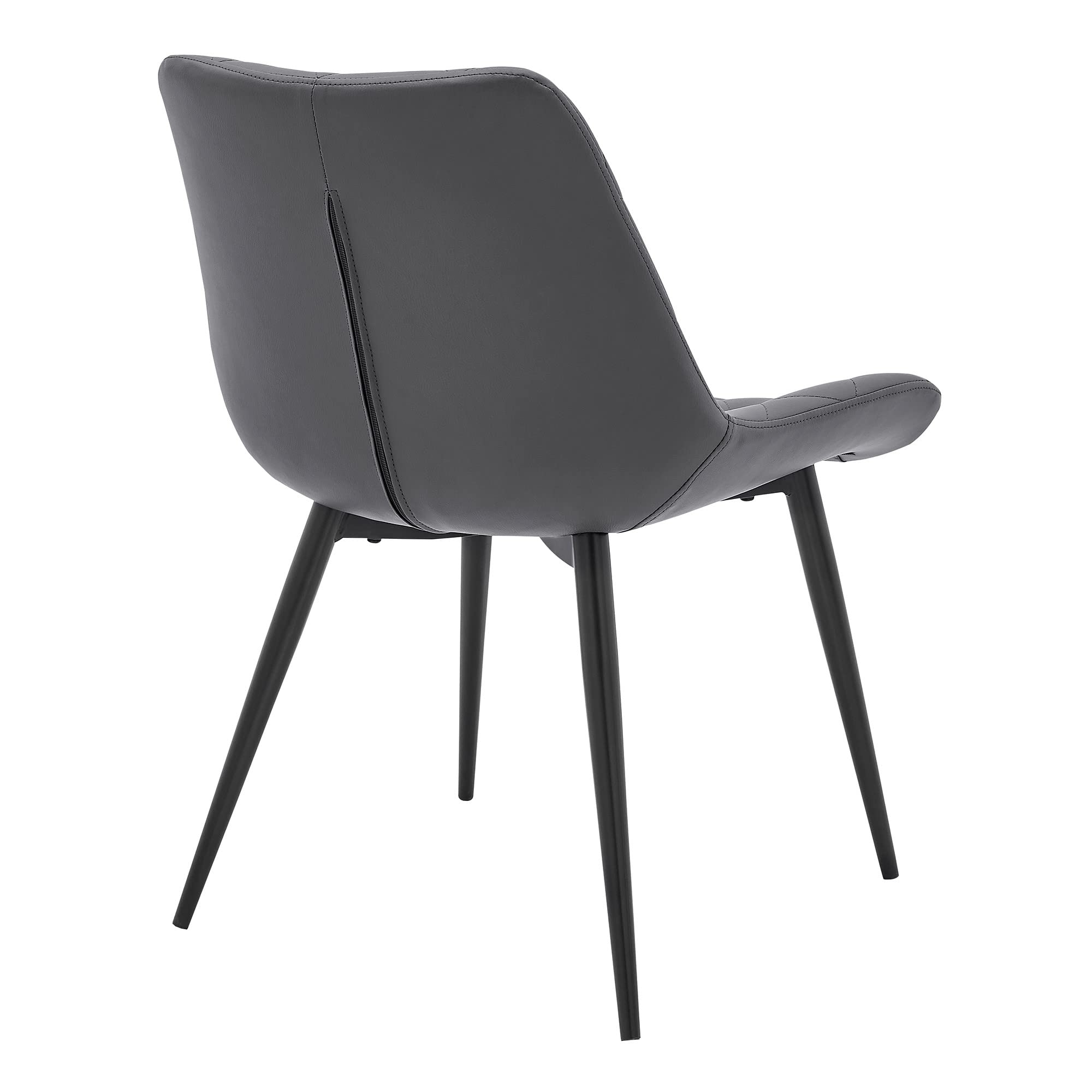 Benjara Loralie Faux Leather and Metal Dining Chairs Set of 2, Gray - Modern Kitchen & Dining Room Furniture for Home, Restaurant, and Office Use