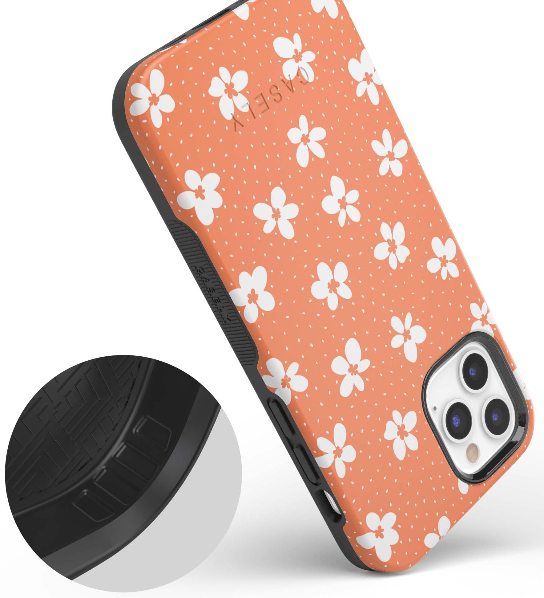 Casely iPhone 11 Pro Case - Floral Design Protective Cover with Burnt Orange Flowers | Slim Fit Shockproof Phone Cover for Women & Girls | Perfect for Everyday Use, Work & Travel