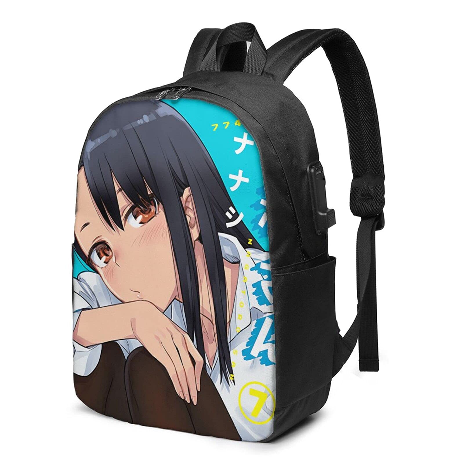 YSLPshop Anime Nagatoro Backpack 17 Inch with USB Port - Lightweight Laptop Bag for Travel, Business & Hiking - Unisex Casual Backpack (Black) - Perfect for School, Work & Anime Conventions