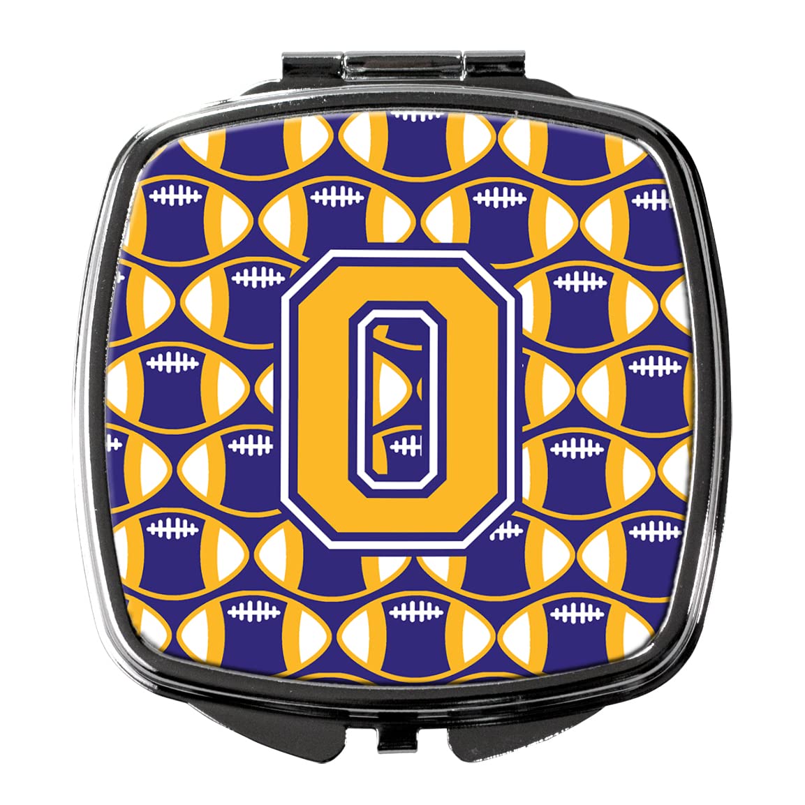 Caroline's Treasures CJ1064-OSCM Letter O Football Purple and Gold Compact Mirror - Portable Travel Makeup Mirror for Women & Girls, Perfect Gift, Folding Handheld Design for On-the-Go Touchups (Great for Purse, Gym Bag, Travel & School)