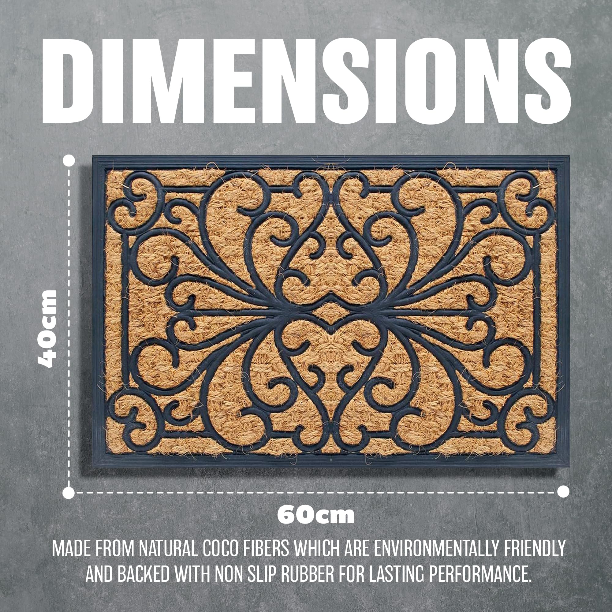 Non-Slip Outdoor Panama Door Mat 40x60cm - Durable Rubber & Natural Coir Welcome Mat for Porch, Entrance, Home - Waterproof & Weather-Resistant for All Seasons (Ideal for Front Door, Patio, Deck)