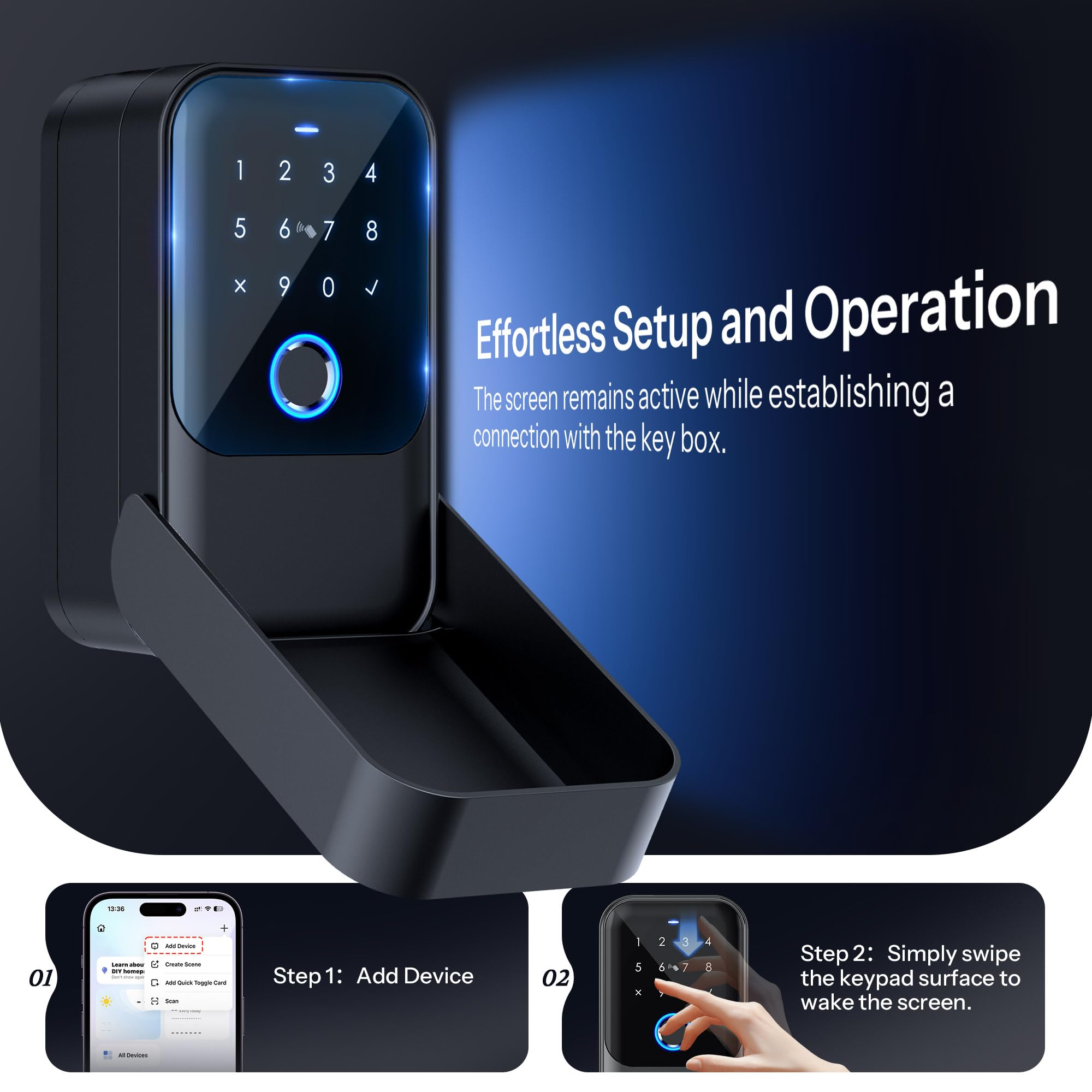 Smart Key Lock Box with Bluetooth & Fingerprint - APP Controlled Secure Key Storage for Homeowners, Realtors & Airbnb Hosts | Weatherproof Outdoor Key Safe with Multiple Access Codes (Ideal for Vacation Rentals, Property Management & Key Exchange)