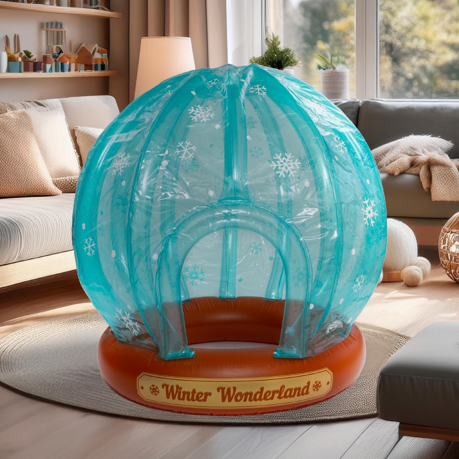 BigMouth Inc Inflatable Snow Globe with Entrance - Giant Inflatable Snow Fort for Indoor & Outdoor Christmas Decorations - Perfect for Yard, Kids Room, Holiday Parties and Winter Wonderland Displays