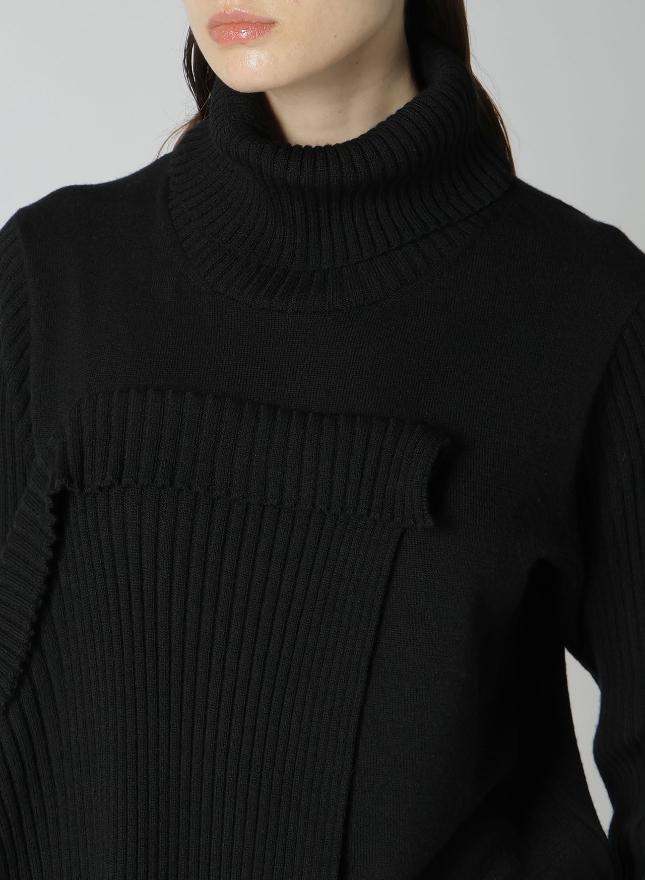 12G2P Plain Rib Front D-Cloth Turtle Neck Pullover - Women's Casual Winter Sweater for Office, Travel & Daily Wear