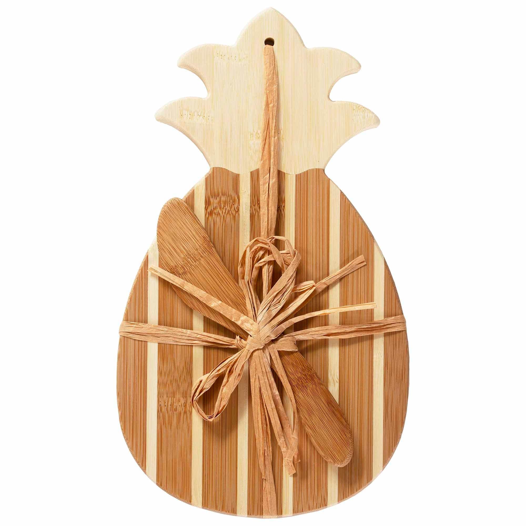 Pineapple Shaped Wooden Serving Board with Cheese Knife Set - Perfect for Charcuterie, Cheese Platters, and Party Entertaining Gifts