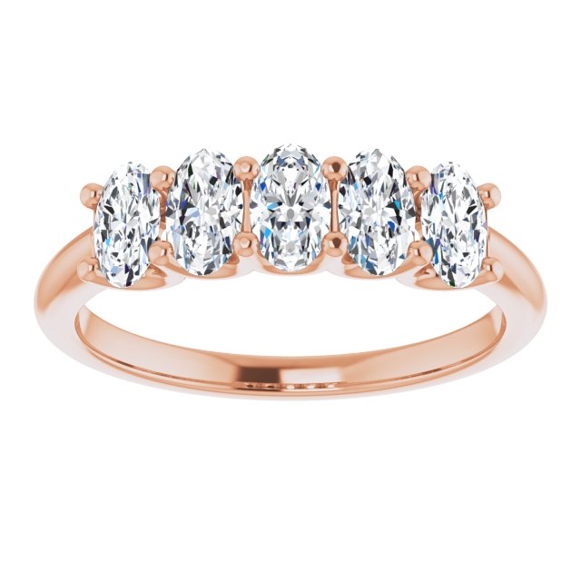 1.05 Carat Oval Cut Diamond Wedding Band - 5 Stone Anniversary Ring for Women - Elegant Bridal Jewelry for Engagement, Proposal & Special Occasions