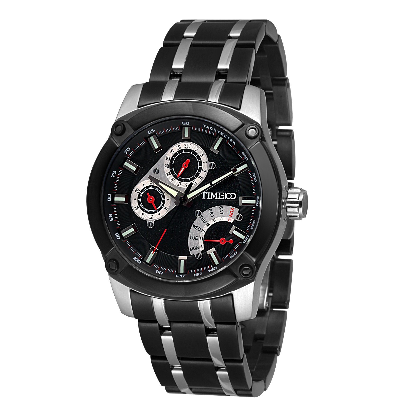 Time100 Men's Business Watch - Japanese Miyota Quartz Movement, Stainless Steel Strap, Multifunctional Chronograph - Perfect for Office, Formal Events & Professional Settings