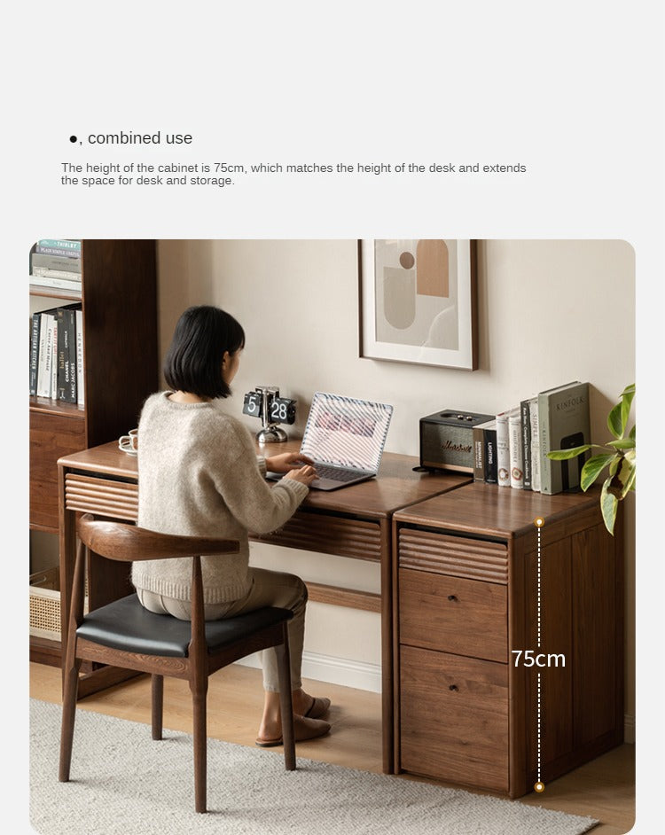 Premium Black Walnut Solid Wood Desk - Modern Nordic Style Home Office Desk for Study, Work & Writing - Durable & Stylish Workspace Solution