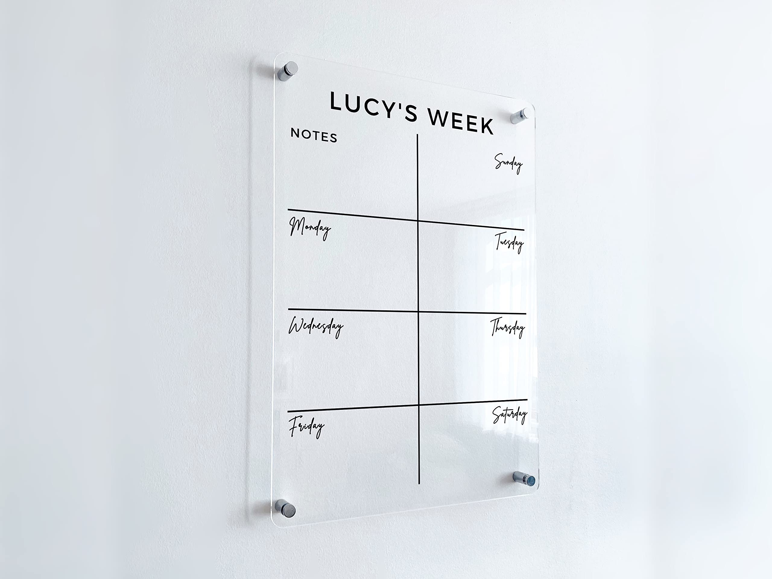 Custom Acrylic Weekly Planner 2025 - Personalized Dry Erase Wall Calendar | Monthly & Weekly Horizontal Planner | Perfect Housewarming Gift for Home & Office Organization