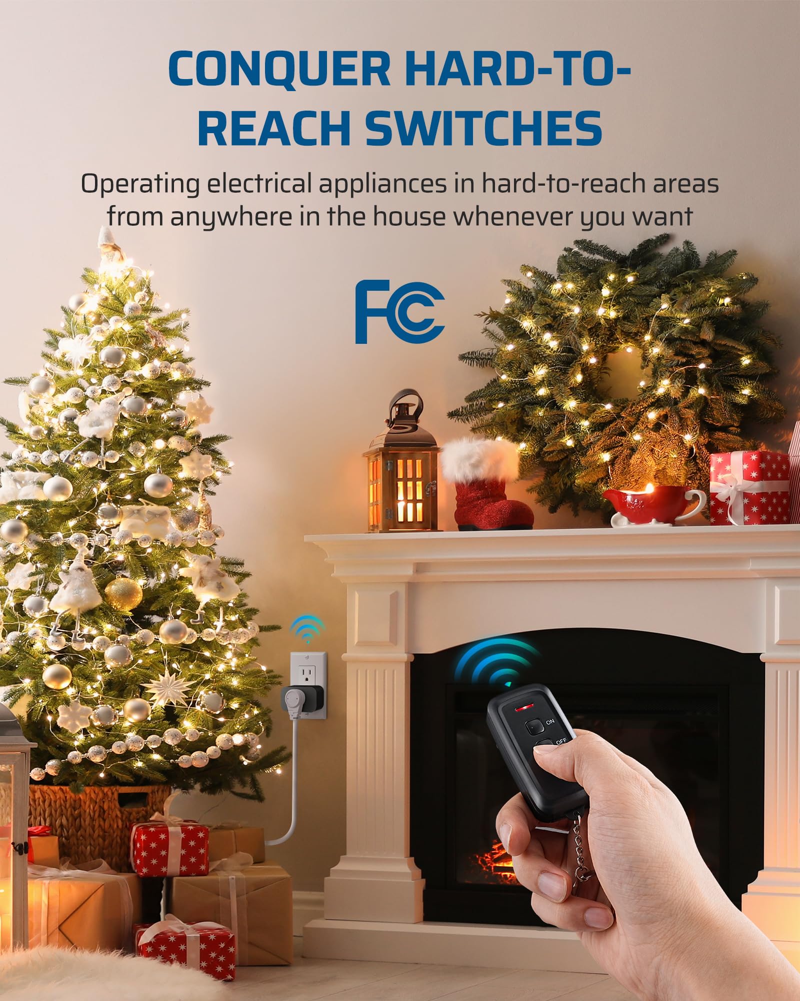 DEWENWILS Indoor Wireless Remote Control Outlet Switch - 15A/1875W, 100ft RF Range, No Wiring Needed, Compact & Programmable Design - Perfect for Bedroom, Living Room & Home Automation