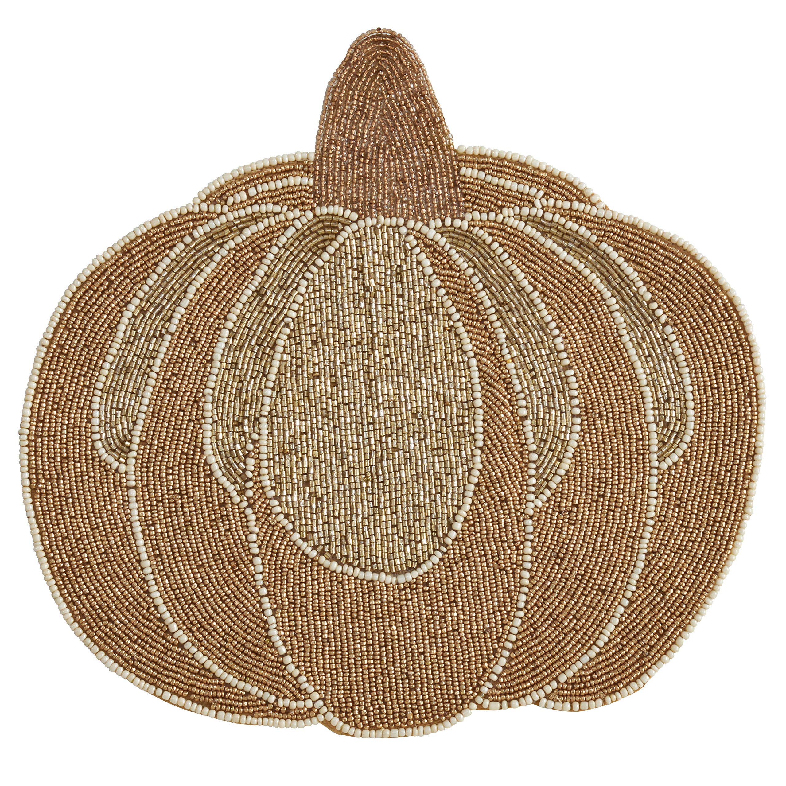 Handmade Beaded Pumpkin Placemats Set of 4 - Fall Thanksgiving Table Decor, Autumn Harvest Dining Accessories for Seasonal Home Decor & Holiday Entertaining