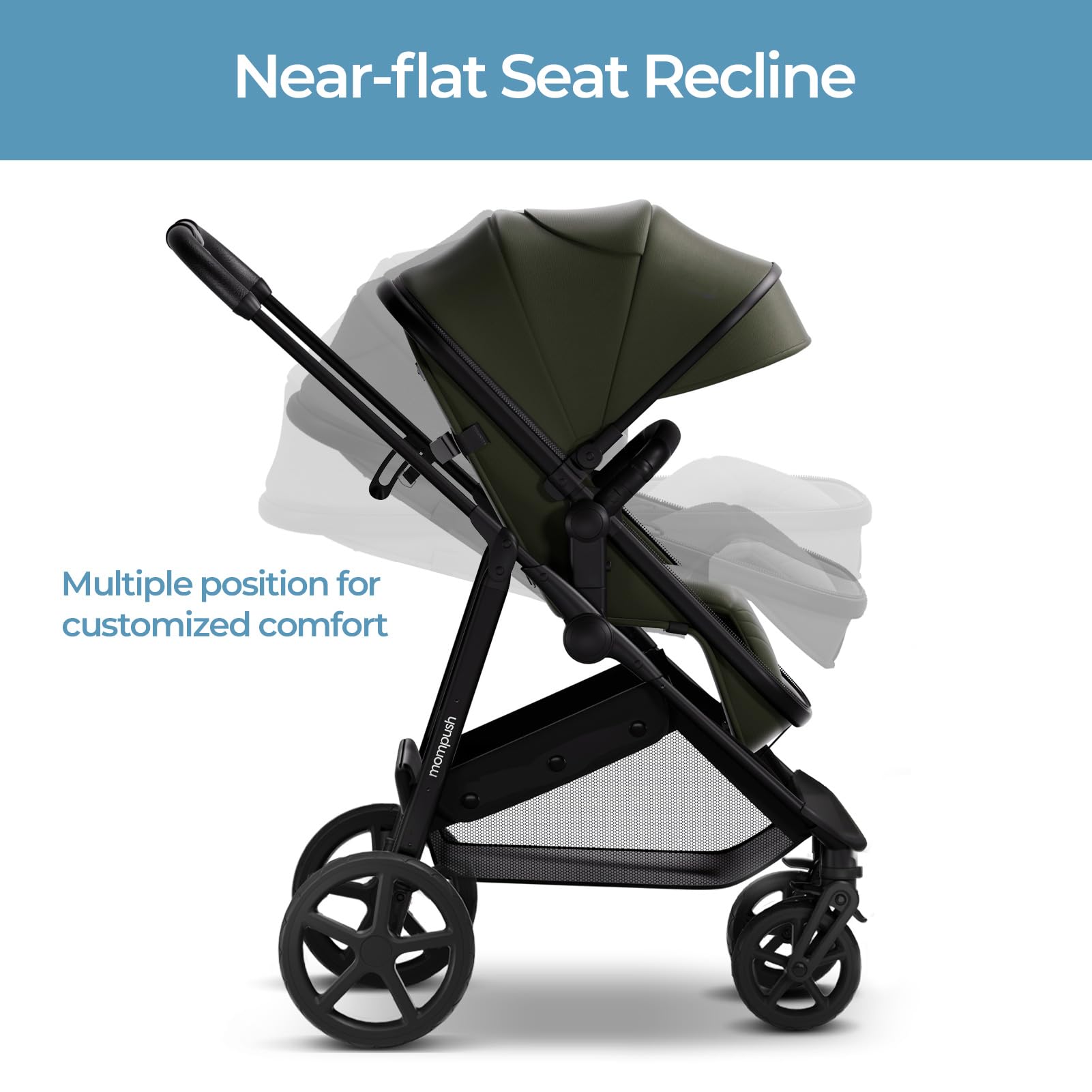 Mompush Wiz 2-in-1 Convertible Baby Stroller with Bassinet & Reversible Seat - Foldable Infant Travel System with Large UPF 50+ Sun Canopy | Perfect for Newborns, Toddlers & Everyday Use at Parks, Shopping & Travel