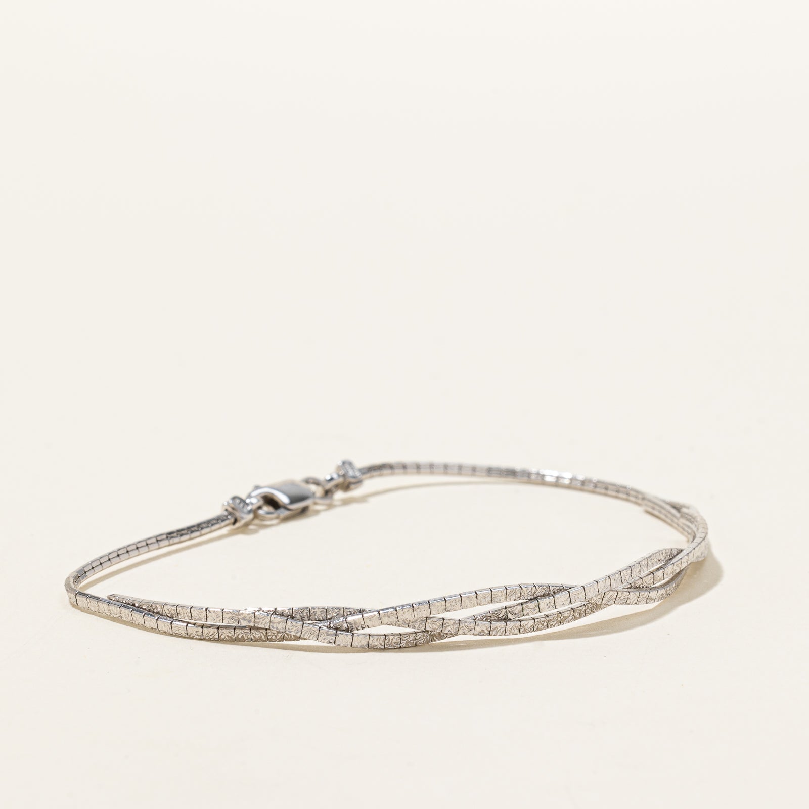14k White Gold Twisted Chain Bracelet for Women - 7.5 Inch Adjustable Length, Dainty & Elegant Jewelry Gift for Anniversary, Birthday & Special Occasions