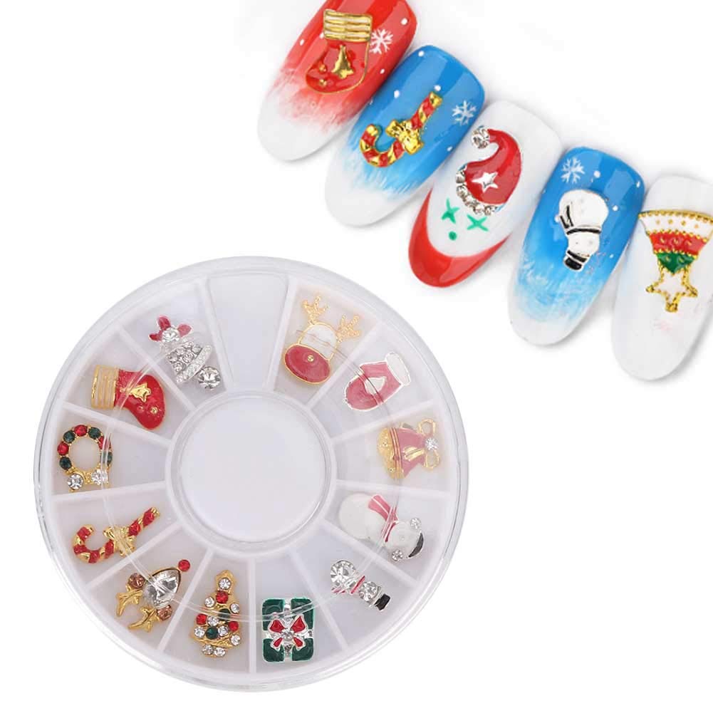 3D Christmas Nail Art Kit - 12 Grids DIY Manicure Tools for Nail Salon & Home Use