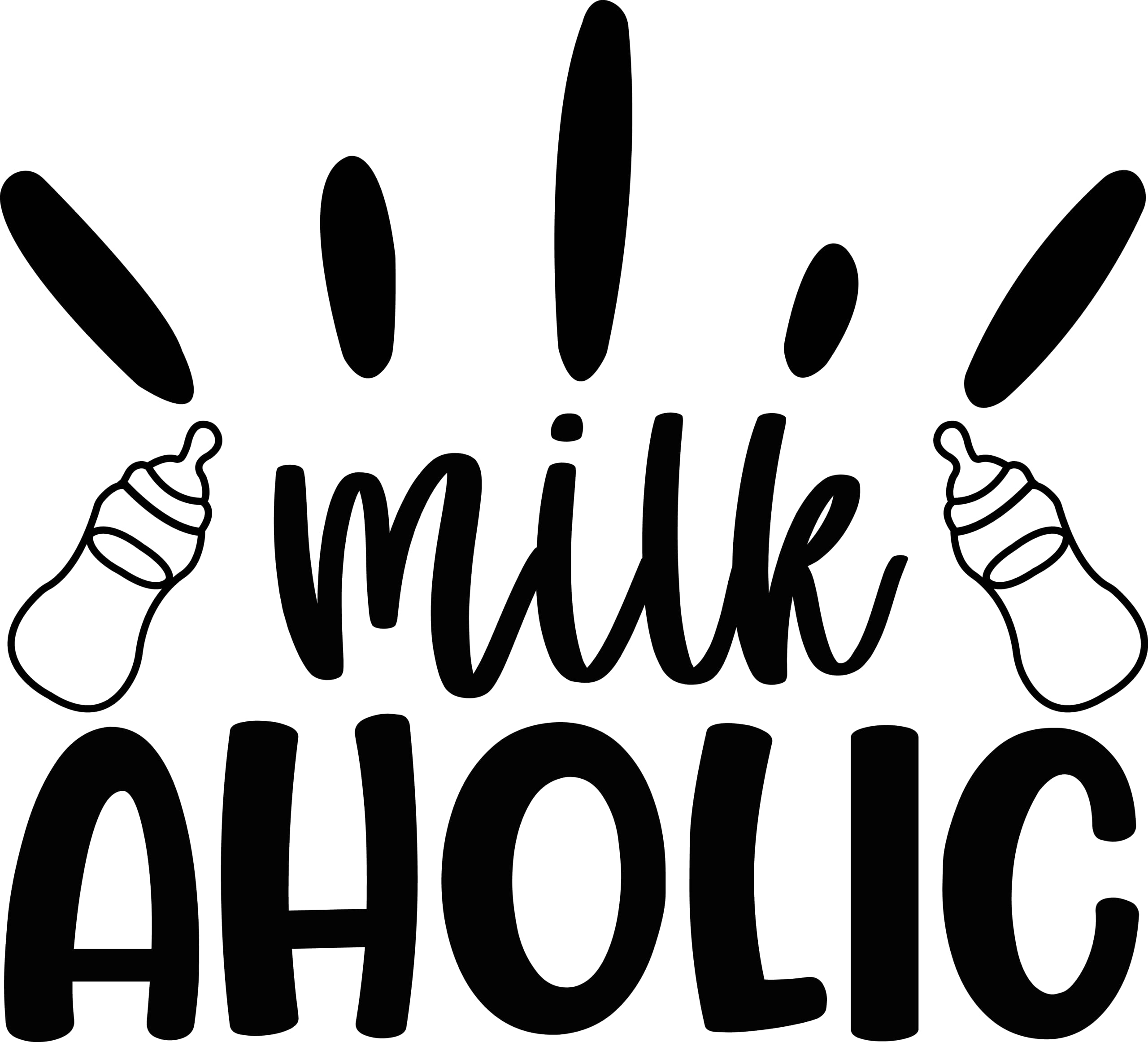 SEC Apparel Baby Iron On Patches - Custom Vinyl Decal Transfers for T-Shirts & Fabric Clothing (Milk Aholic Design) - Perfect for DIY Kids Clothes, Onesies, and Personalized Gifts