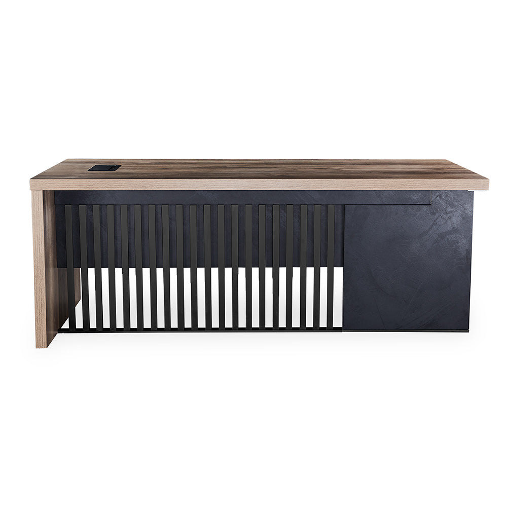 AFTAN BLACK HAWK Limited Edition Executive Desk with Pedestal & Right Mobile Return - 180cm Warm Oak & Black Finish - Perfect for Home Office & Professional Workspaces