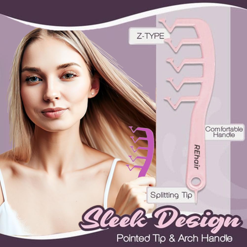 REhair Z-Shaped Hair Slit Comb - Professional Hair Volumizing & Sectioning Styling Tool for Curly, Wavy & All Hair Types (Green) - Perfect for Salon Styling, Home Hair Care & DIY Hairstyles