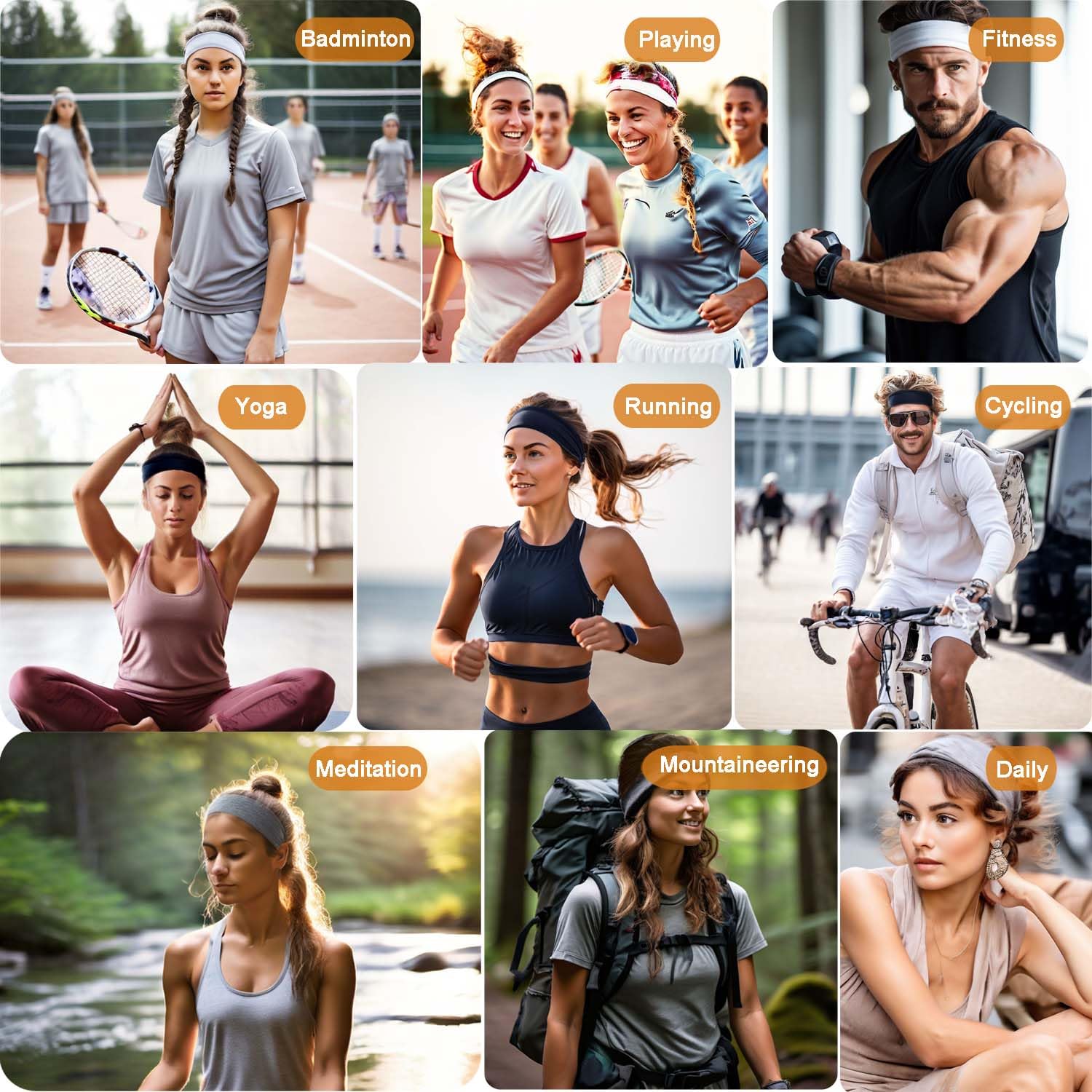 12PCS Non-Slip Headbands for Women - Soft Cotton Stretchy Sports Hair Bands for Yoga, Workout, Running & Exercise - Fashionable Elastic Hair Accessories for Women & Girls (Great for Gym, Sports & Daily Wear)