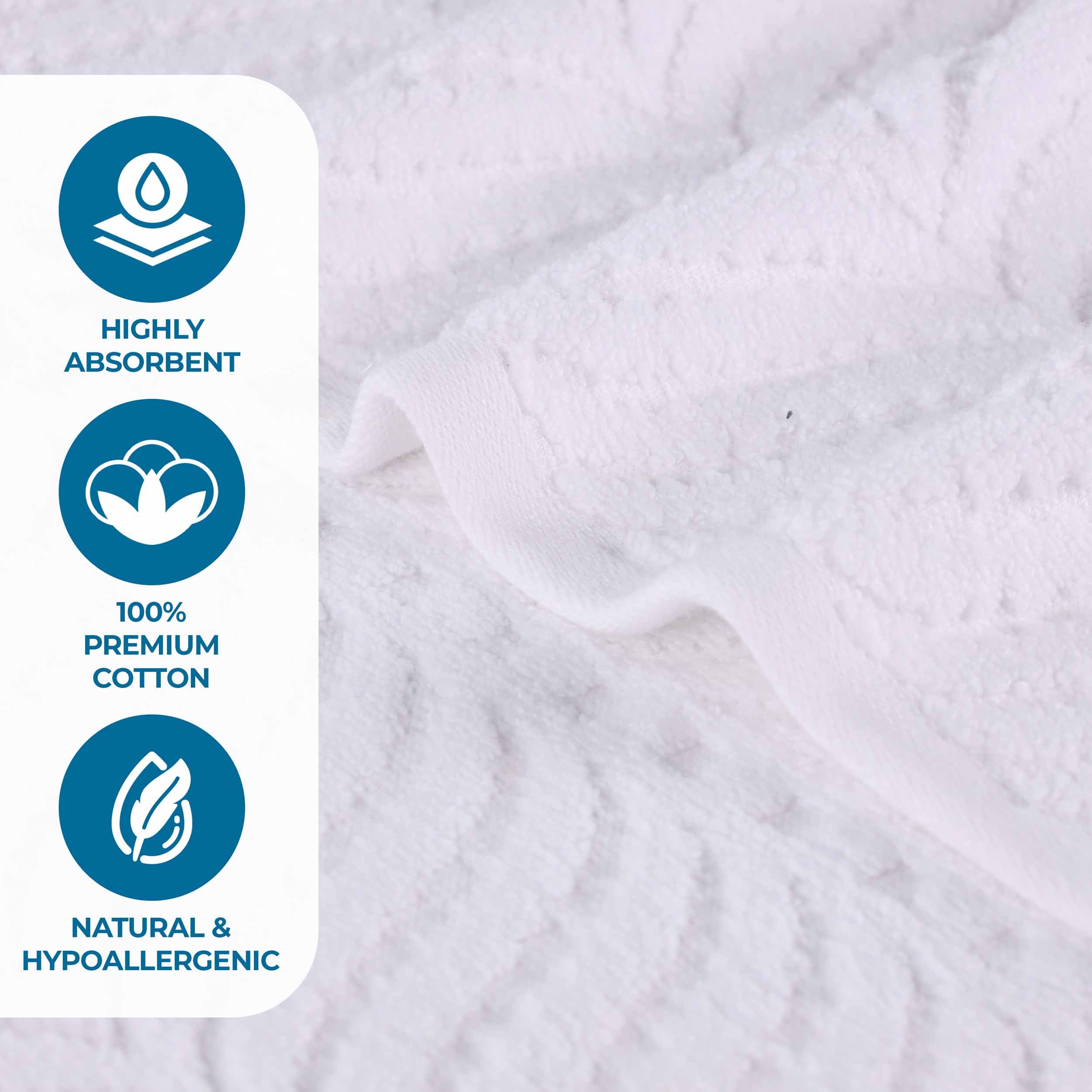 Premium Zero Twist Cotton Bath Towel Set of 2 - Ultra Soft Solid & Jacquard Chevron Design for Luxury Bathroom & Spa Experience