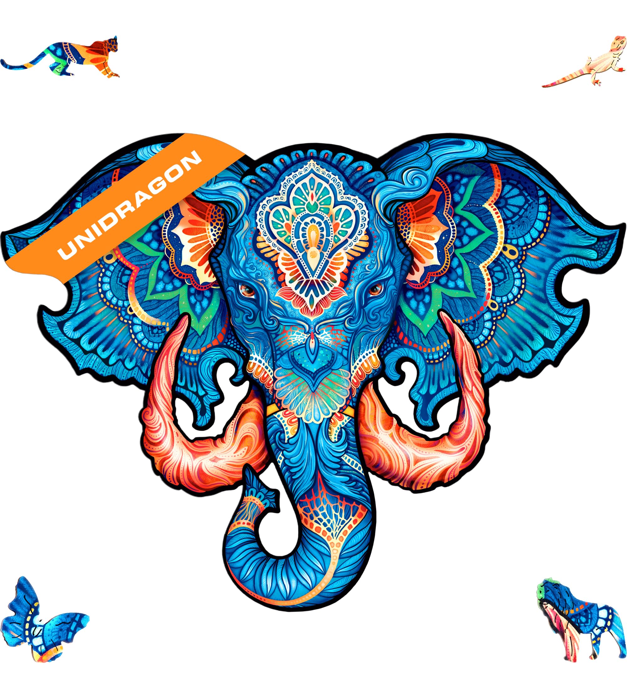 UNIDRAGON Premium 700-Piece Wooden Jigsaw Puzzle - Eternal Elephant Design, Large 24.4