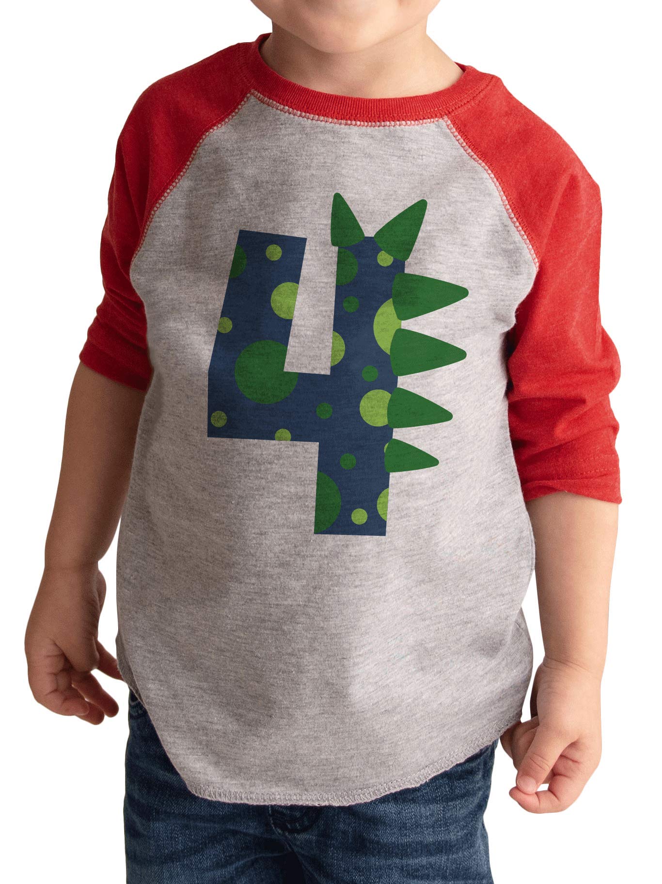 7 Ate 9 Apparel Boys Dinosaur Birthday Shirt - Dino Themed Kids T-Shirt for Birthday Boys - Red Spike Graphic Tee - Perfect for Dinosaur Parties, Birthday Celebrations & Casual Wear