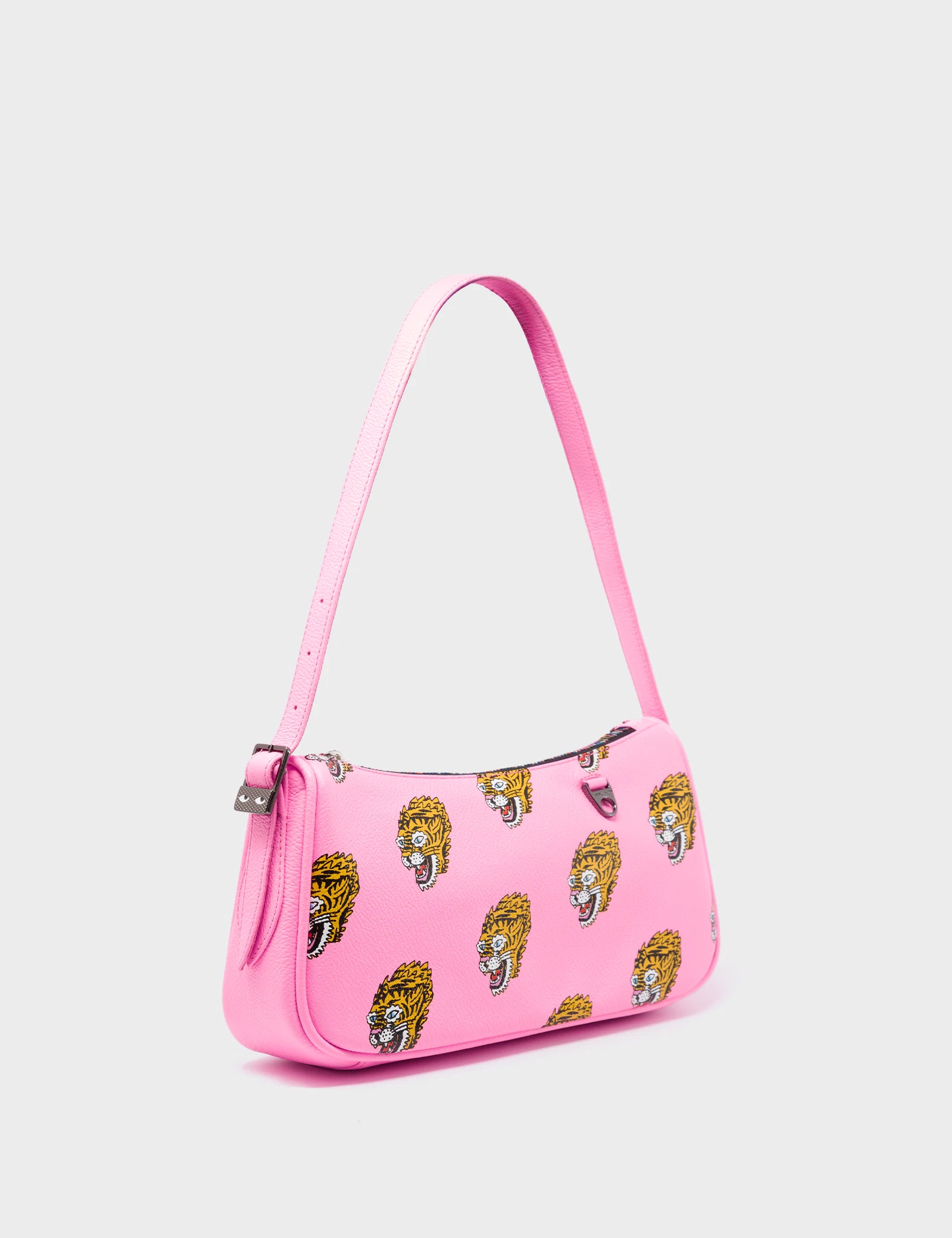 Lucas Hobo Mini Bubblegum Pink Handbag with Blazing Tiger Print - Stylish Crossbody Purse for Women, Trendy Fashion Accessory for Parties, Date Night & Everyday Use