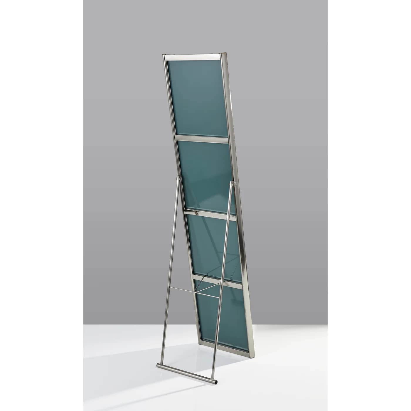 Adesso Alice Full Length Mirror - Modern Satin Steel Folding Frame Standing Mirror for Bedroom, Living Room & Dressing Room | Elegant Home Decor & Space-Saving Design