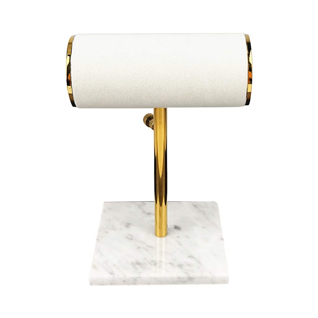 Luxury Adjustable White Marble T-Bar Watch Bracelet Display Stand - Elegant Jewelry Organizer for Home, Office & Retail Store Decor