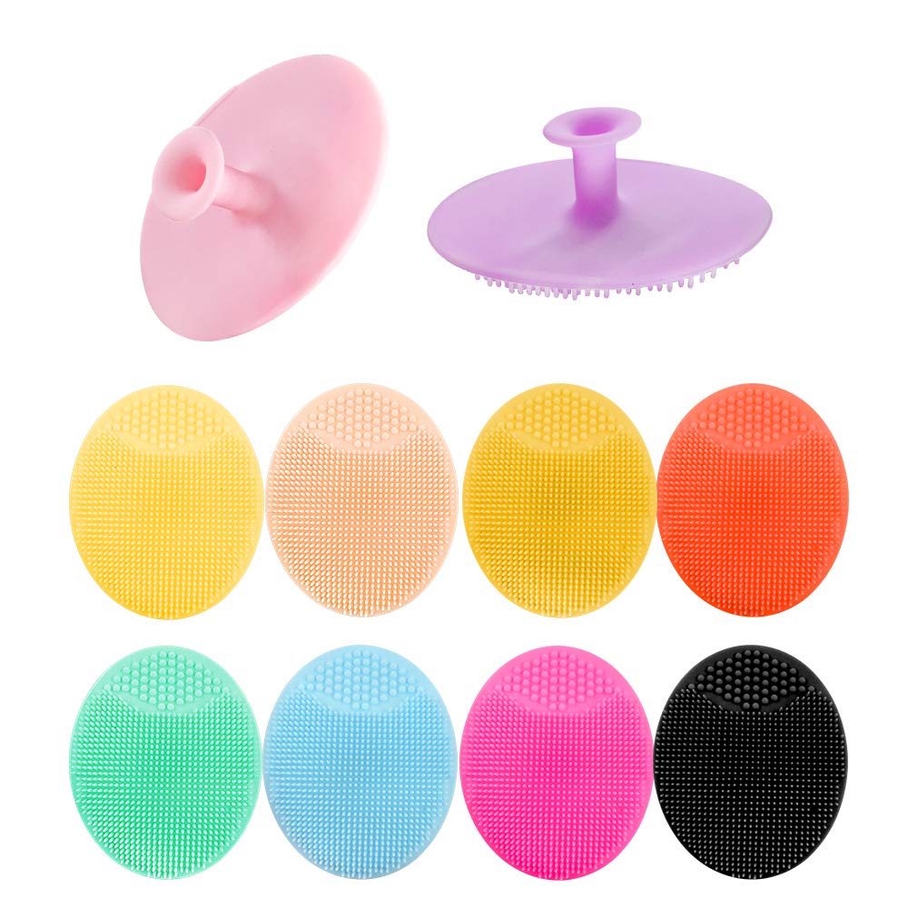 10PCS Silicone Facial Cleansing Brush Set - Super Soft Exfoliating Face Scrubber for Acne & Blackhead Removal - Gentle Handheld Skin Cleanser for Sensitive, Dry & Delicate Skin - Perfect for Daily Skincare & Makeup Removal Routine