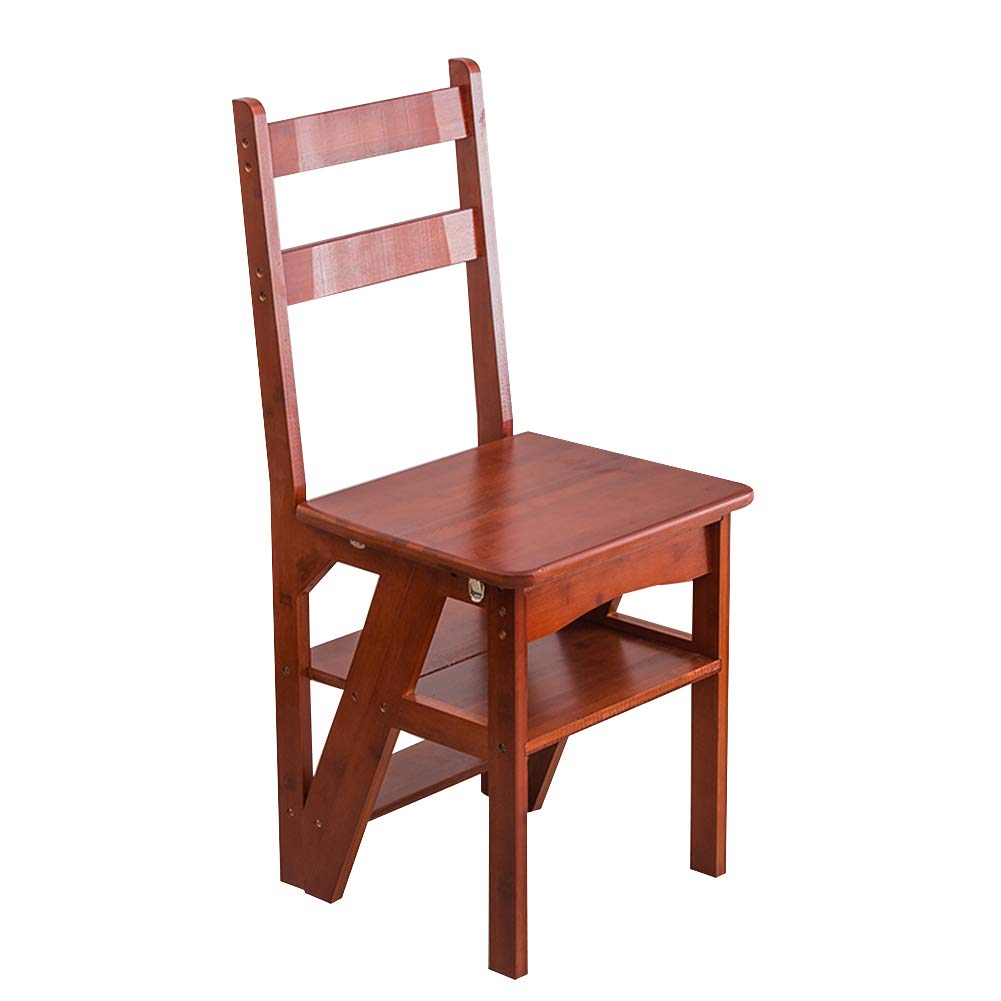 NEVKA Foldable Step Stool Ladder - Multifunctional 2-in-1 Chair with Non-Slip Surface for Kitchen, Bathroom & Storage (Wine Red, 35x46x91cm) - Perfect for Reaching High Shelves, Changing Light Bulbs & Home Organization