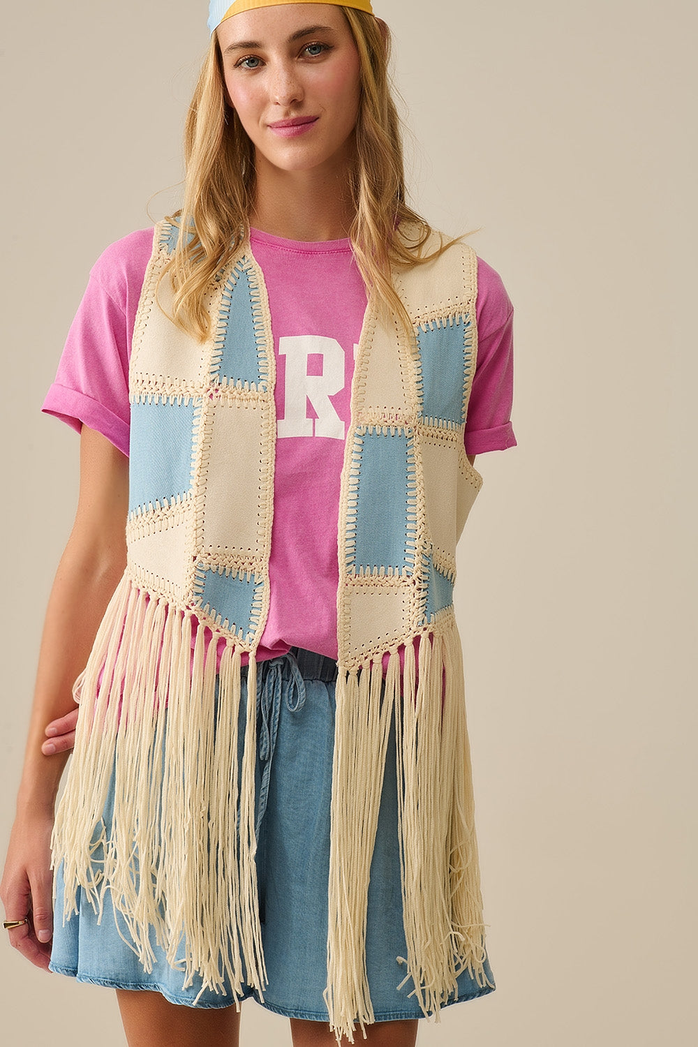Faux Leather Vest with Patchwork & Fringe Details - Stylish Biker Jacket for Women, Perfect for Casual Outfits, Music Festivals & Night Out