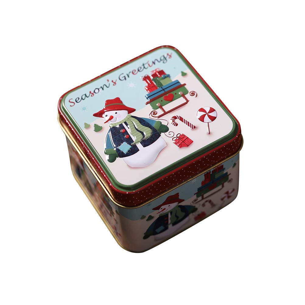 Christmas Candy Tin Box - Snowman Themed Empty Cookie & Gift Storage Container for Holiday Parties, Xmas Decorations & Festive Treats | Perfect for Christmas Gifts, Cookie Exchanges & Holiday Home Decor