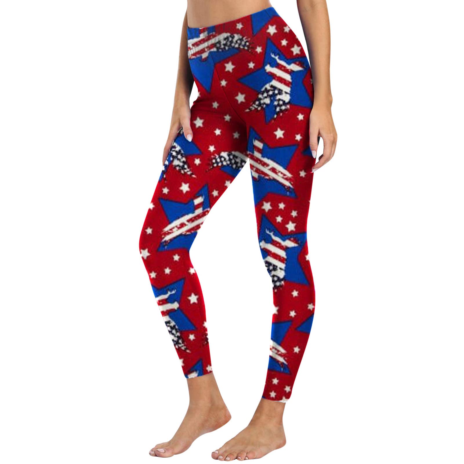 AMTF 2022 Patriotic American Flag Print Women's High Waist Yoga Leggings - Tummy Control Compression Pants for Workout & 4th of July Celebration - Perfect for Gym, Running, and Independence Day Festivities