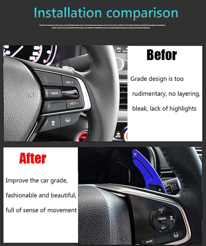 Aluminum Steering Wheel Paddle Shifter Extensions 2Pcs Set (Silver) - Compatible with Honda Civic 2016-2021, Accord, Odyssey, CR-V & Acura MDX, RDX - Enhance Driving Experience for Racing & Daily Commute